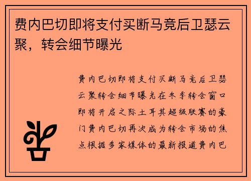 费内巴切即将支付买断马竞后卫瑟云聚，转会细节曝光